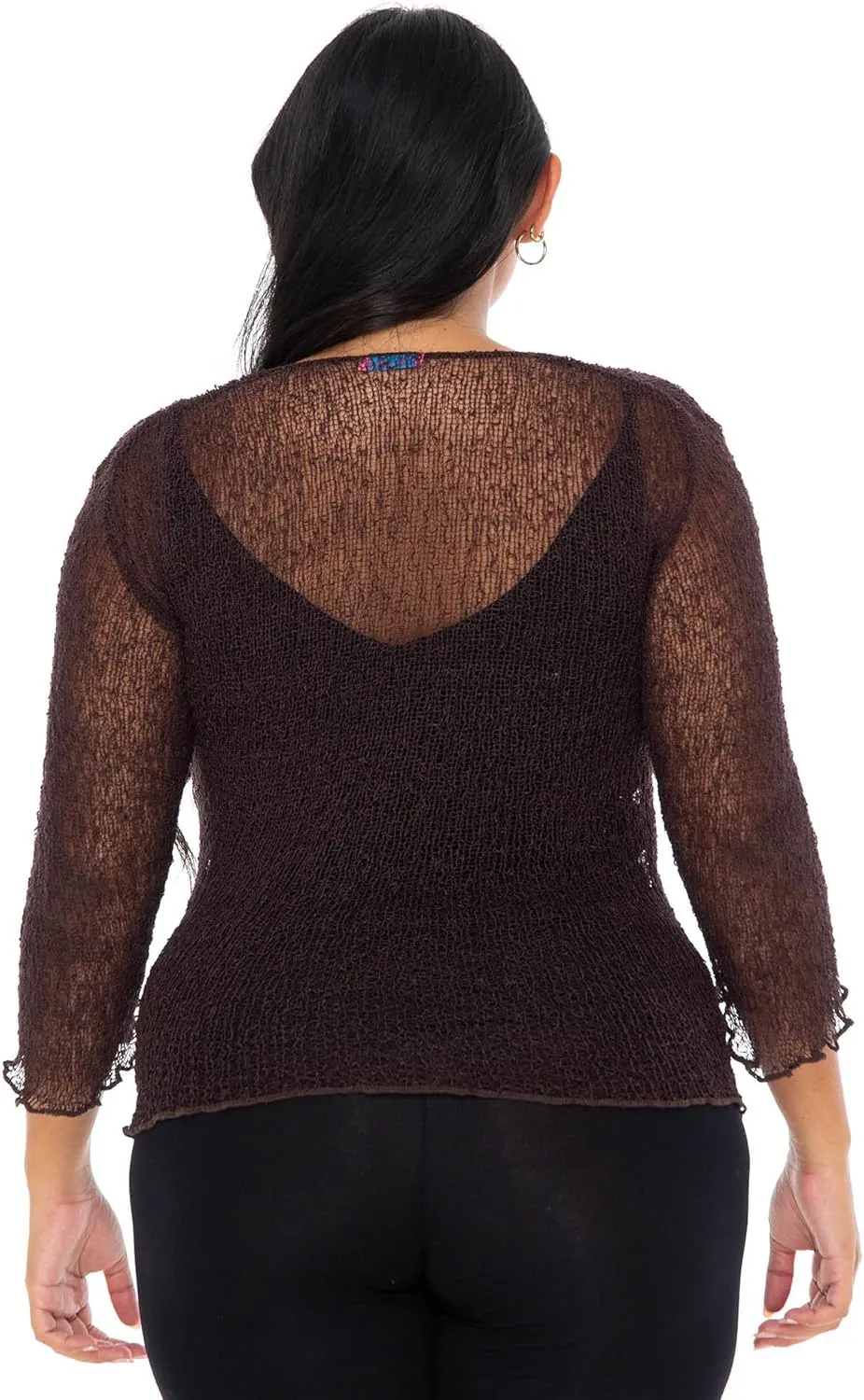 SHU-SHI Womens Plus Size Sheer Shrug Tie Top Open Front Cardigan Lightweight Knit Bolero XL 2X 3X 4X