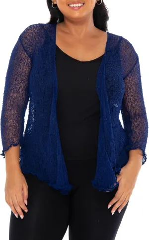 SHU-SHI Womens Plus Size Sheer Shrug Tie Top Open Front Cardigan Lightweight Knit Bolero XL 2X 3X 4X