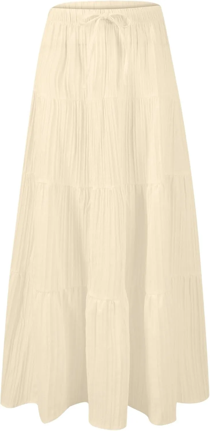 Skirt for Women Maxi Long Bodycon Vacation Boho Pleated Low Rise Basic Skirts Women 2025
