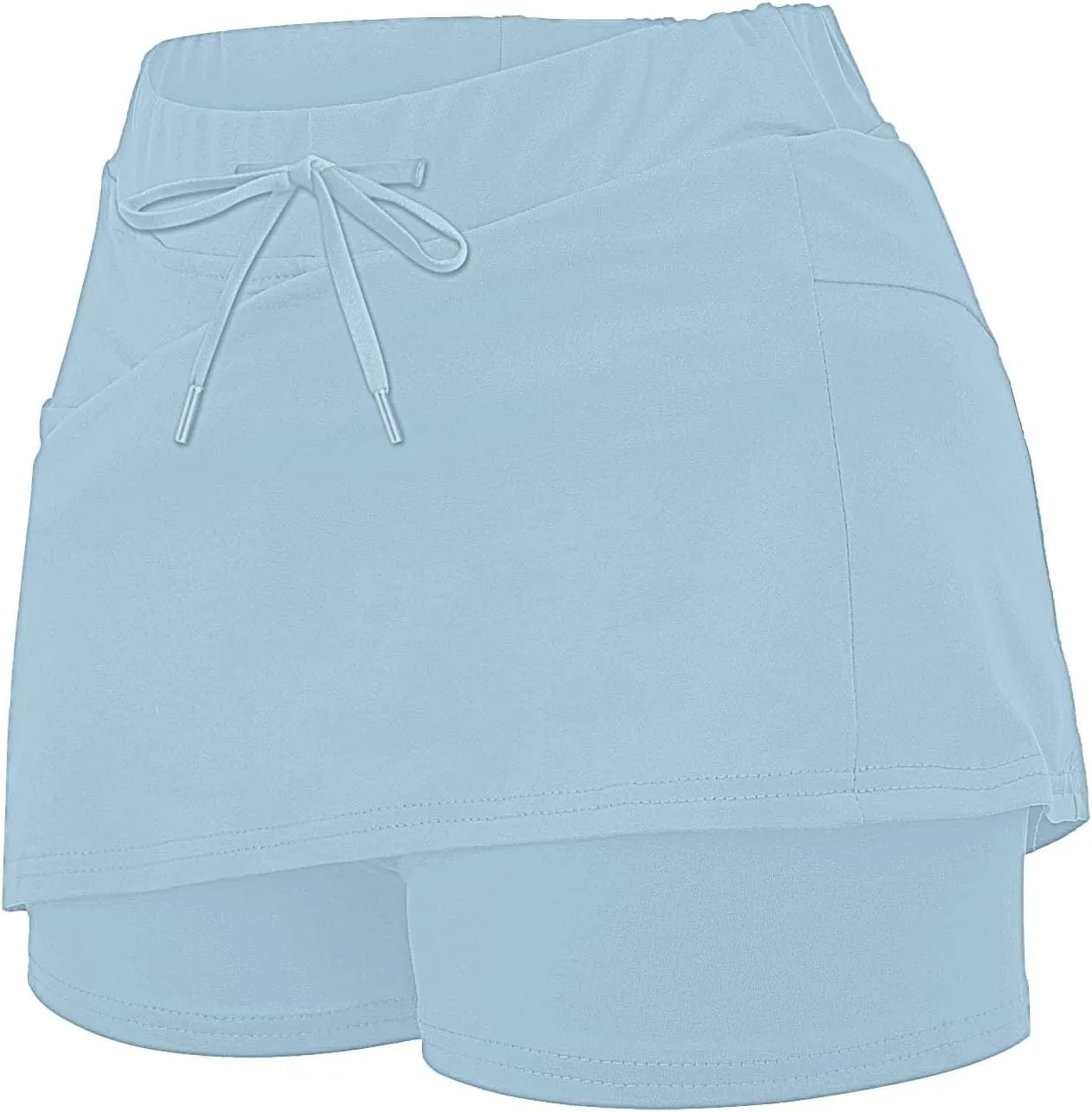 Skort for Women Plus Size Drawstrings High Waisted Athletic Tennis Skirts Tummy Control Yoga Shorts with Pockets