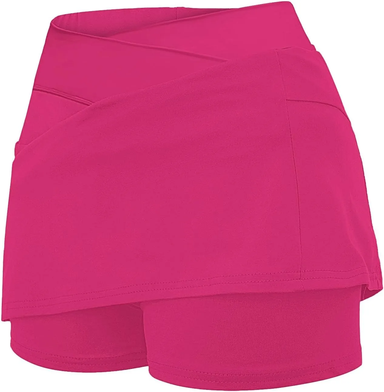 Skorts for Woman Crossover High Waisted Tennis Skirts with Shorts Tummy Control Athletic Workout Skirt with Pocket