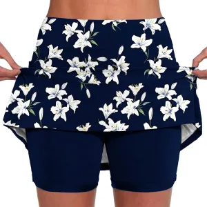 Skorts for Woman Fashion High Waist Floral Print Skirts Inner Shorts Summer Sports Running Skirt 2025 Gym Yoga Outfit