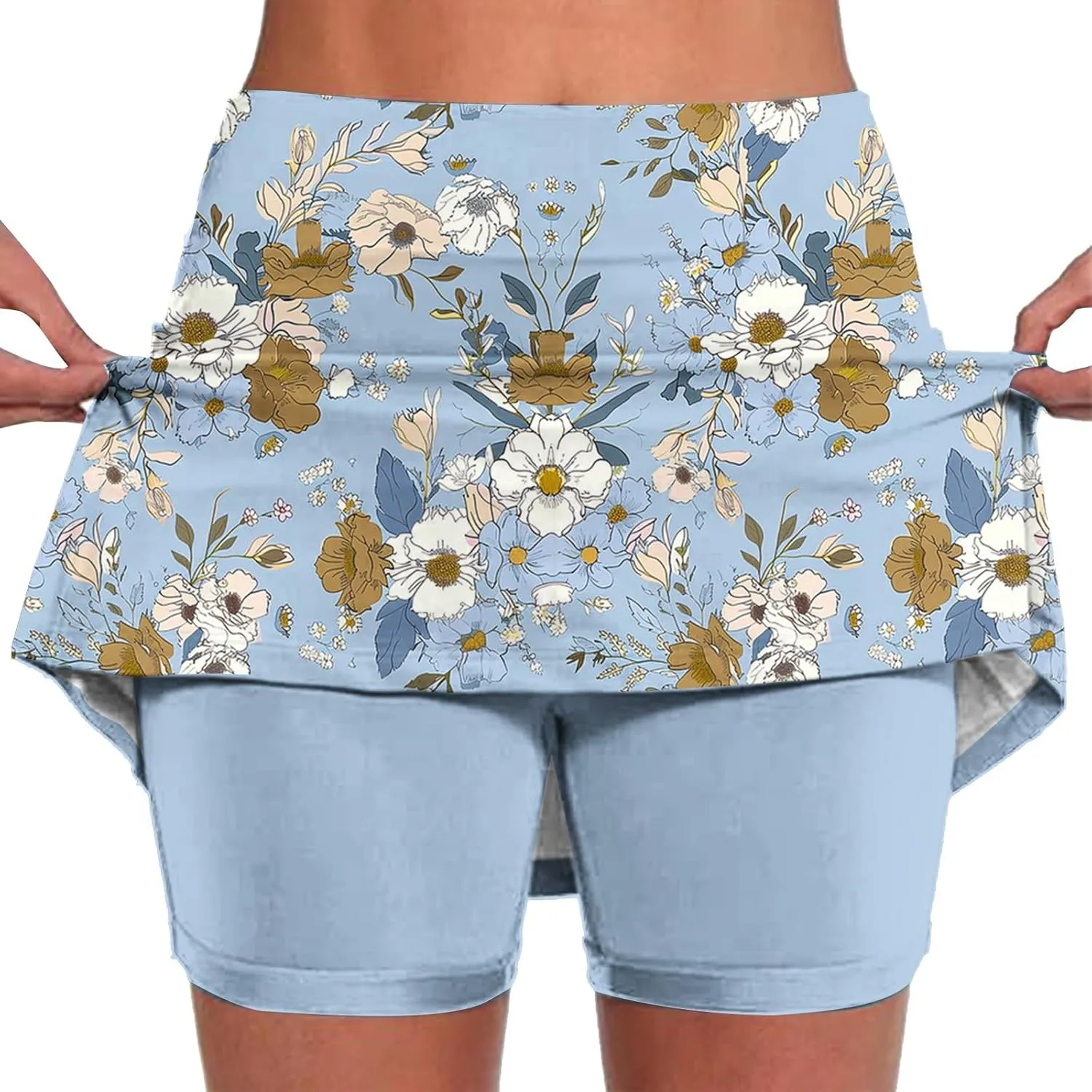 Skorts for Woman Fashion High Waist Floral Print Skirts Inner Shorts Summer Sports Running Skirt 2025 Gym Yoga Outfit