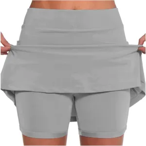 Skorts for Women with Pockets High Waist Tummy Control 2 in 1 Shorts Dressy Casual Athletic Tennis Mini Short Skirts