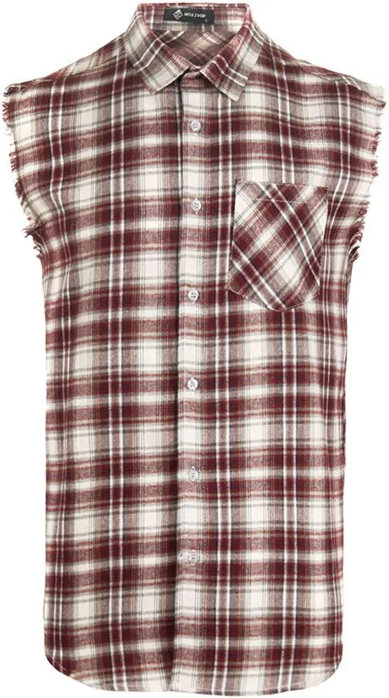 Sleeveless Plaid Front Shirt for Men,Cowboy Button Down Shirts