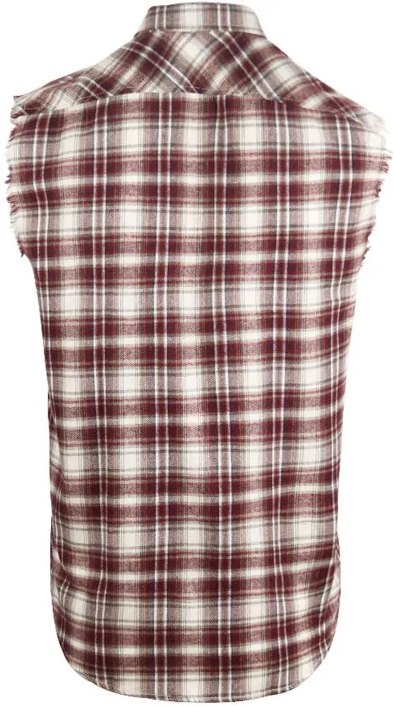 Sleeveless Plaid Front Shirt for Men,Cowboy Button Down Shirts