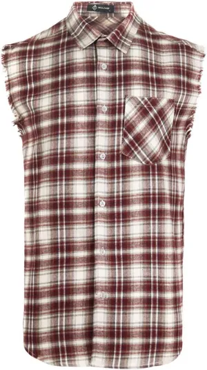 Sleeveless Plaid Front Shirt for Men,Cowboy Button Down Shirts