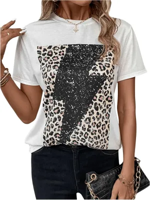 SOLY HUX Women's Casual Print Tee Short Sleeve T-Shirt Crew Neck Vintage Graphic Tees Tops
