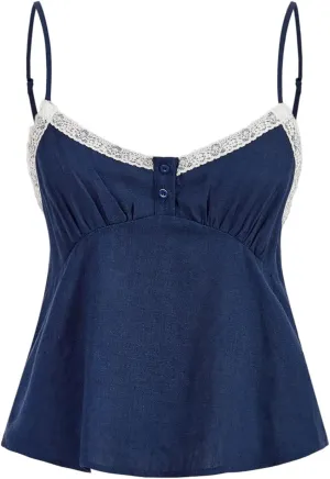 SOLY HUX Women's Lace Camisole Spaghetti Strap Sleeveless Cami Tops Coquette Aesthetic Clothes