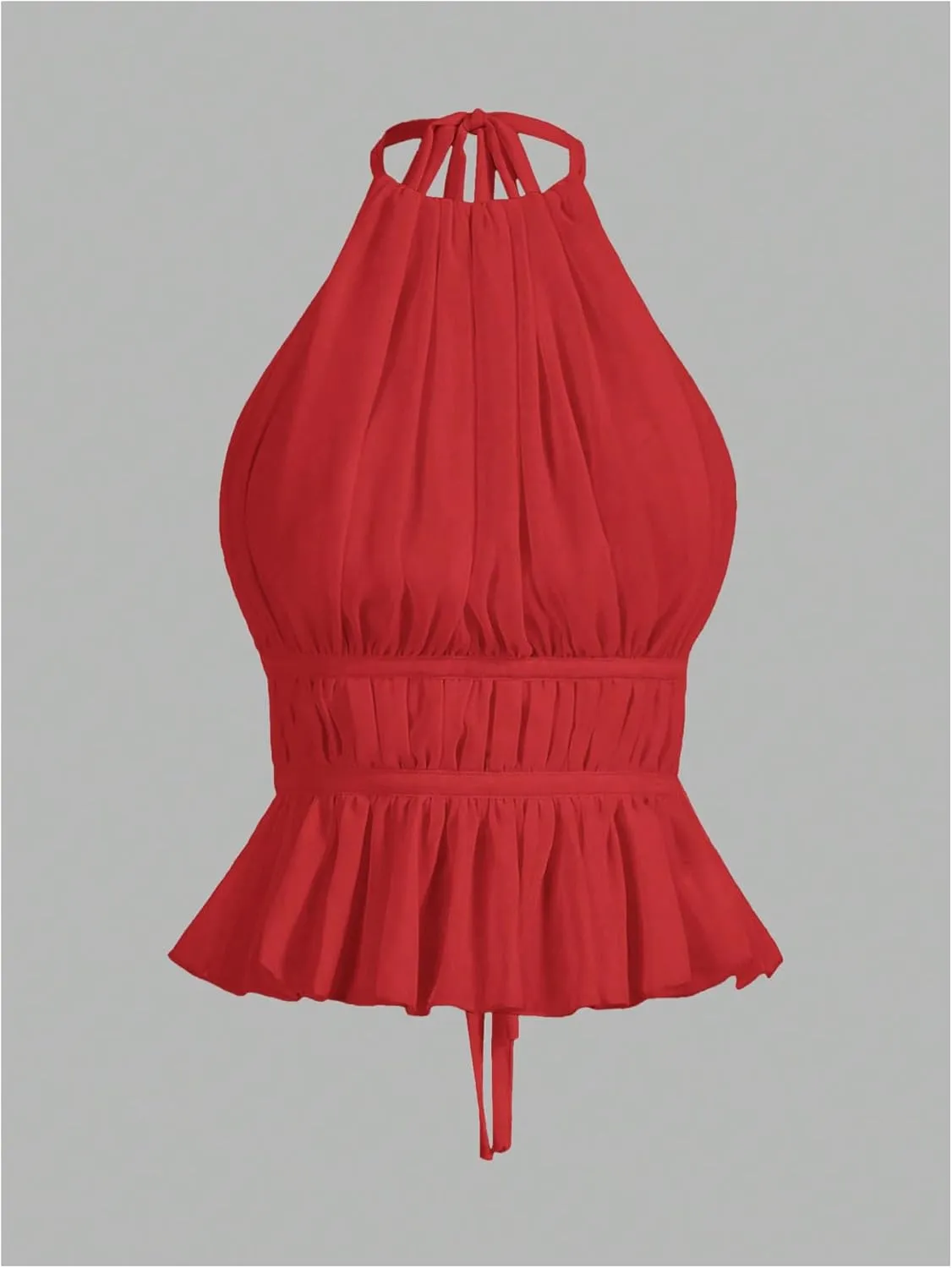 SOLY HUX Women's Ruffle Halter Neck Camisole Sleeveless Open Back Cute Party Going Out Tops