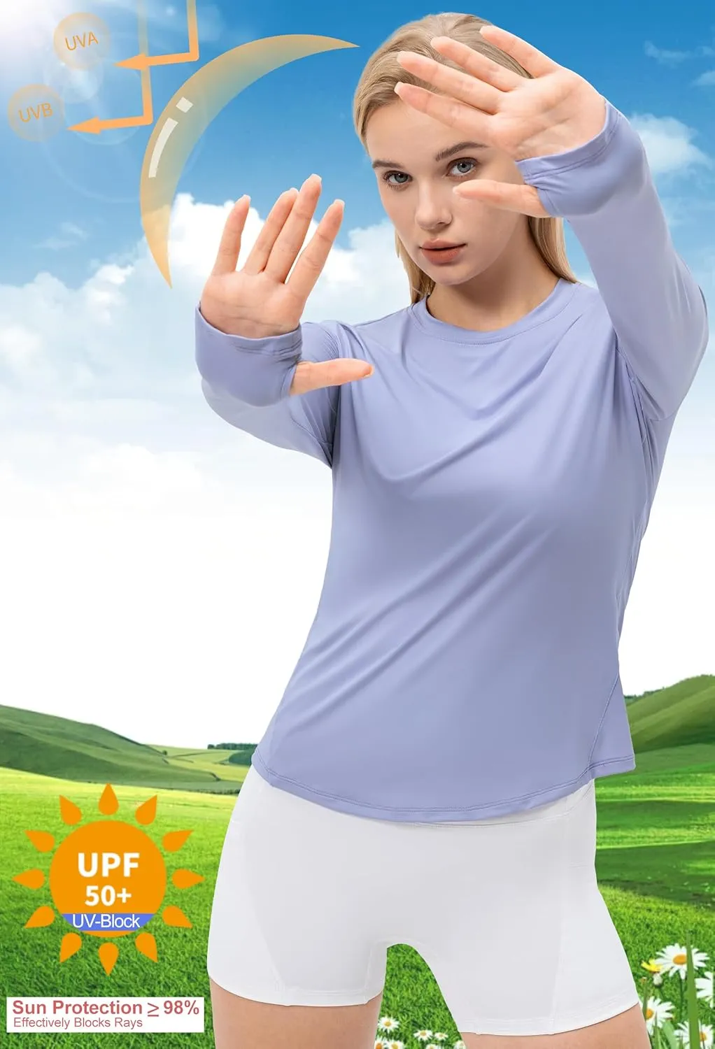 SPVISE Women's Long Sleeve Workout Shirts UPF 50  Running Hiking Yoga T-Shirt Tops Dry Fit UV Protection Rash Guard Sun Shirt