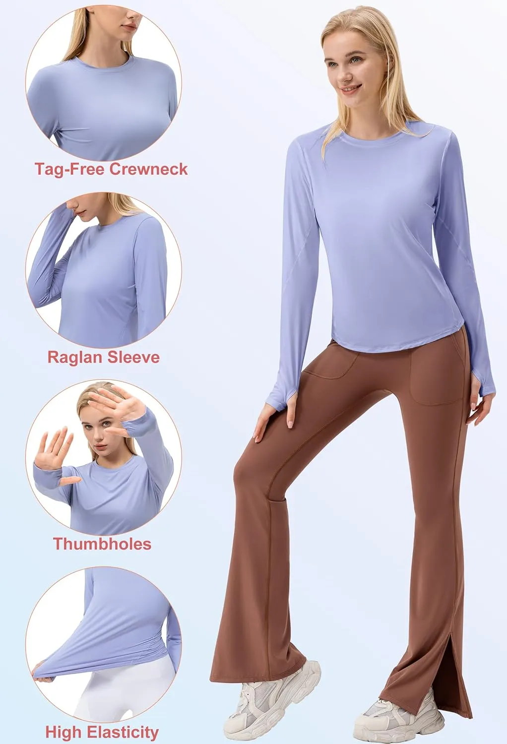 SPVISE Women's Long Sleeve Workout Shirts UPF 50  Running Hiking Yoga T-Shirt Tops Dry Fit UV Protection Rash Guard Sun Shirt