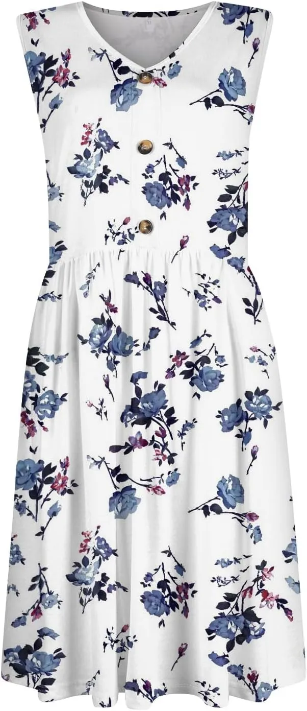 Summer Dresses for Women 2025 Cotton Sleeveless Wedding Guest Dresses Button Midi Boho Beach Vacation Sundress