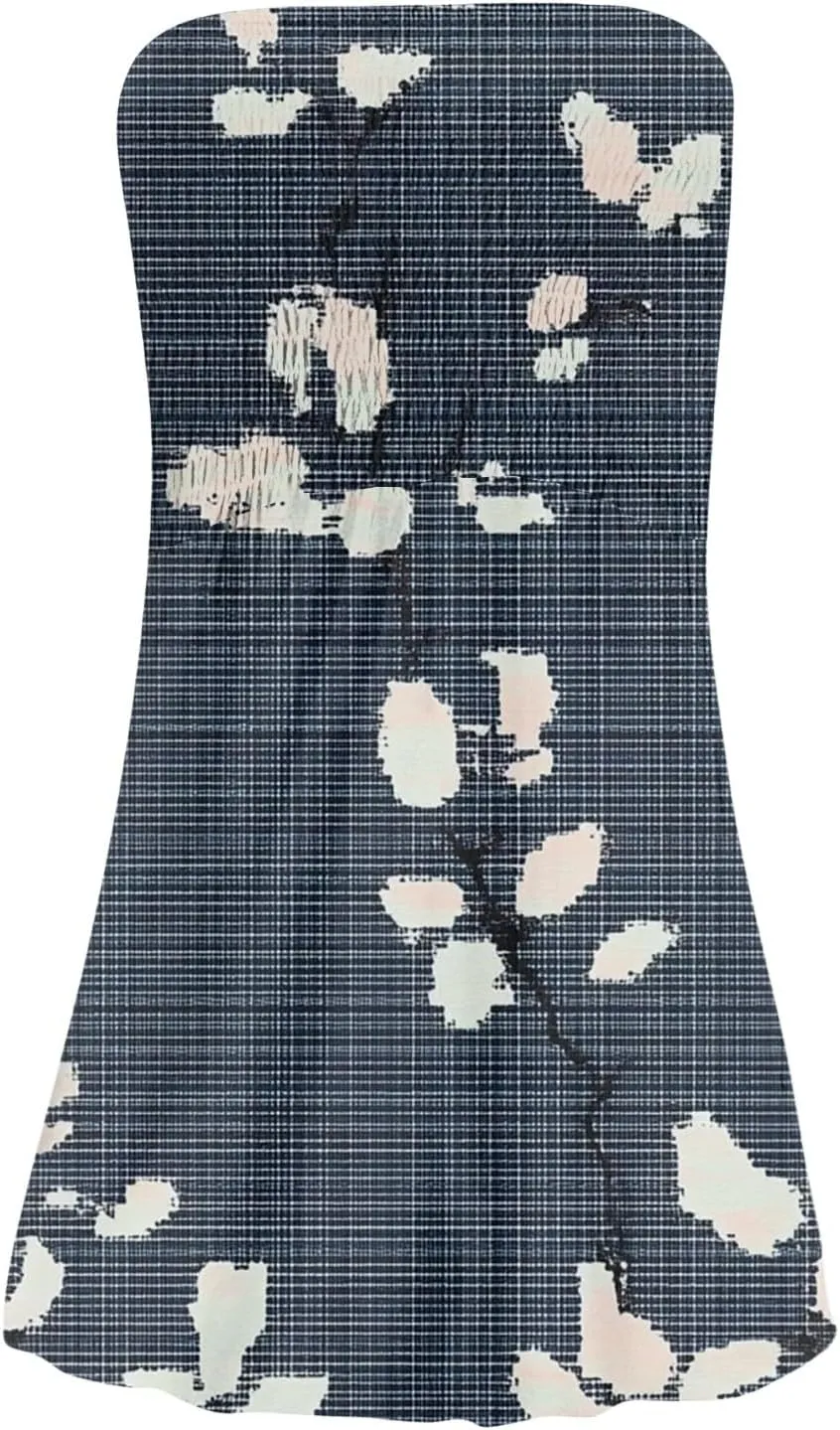 Summer Dresses for Women Strapless Casual Mini Beach Cover Ups Tube Top Boho Floral Print Sundress