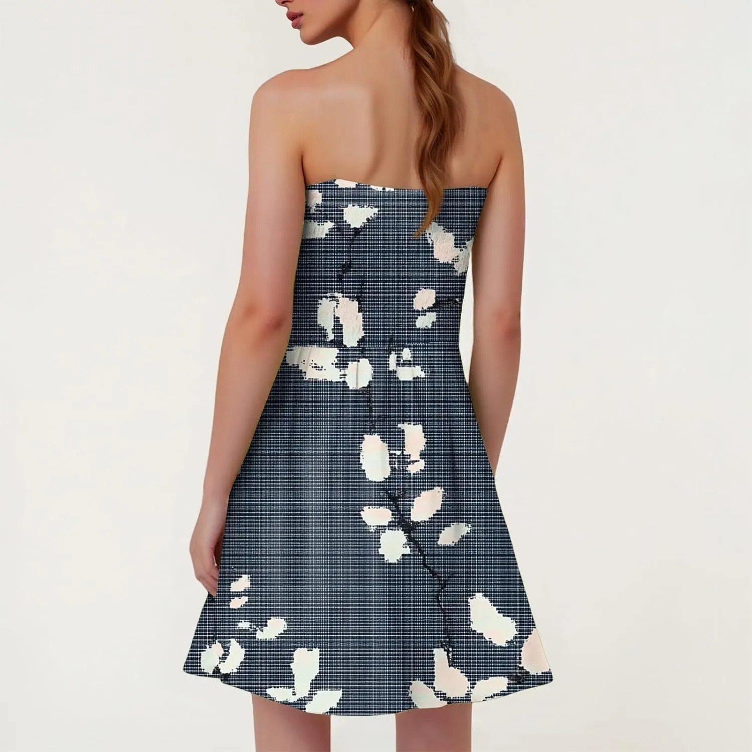Summer Dresses for Women Strapless Casual Mini Beach Cover Ups Tube Top Boho Floral Print Sundress