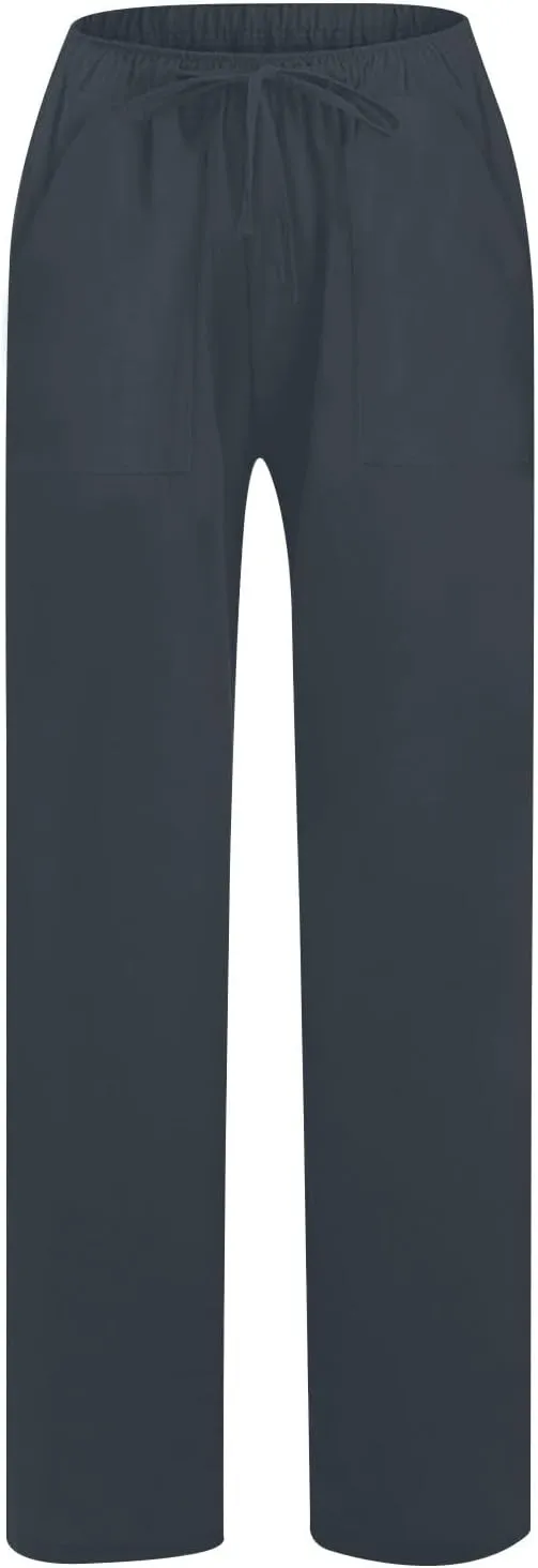 Summer Linen Pants for Women Trendy 2025 High Waisted Drawstring Lounge Trousers Flowy Boho Beach Pant Vacation Outfits