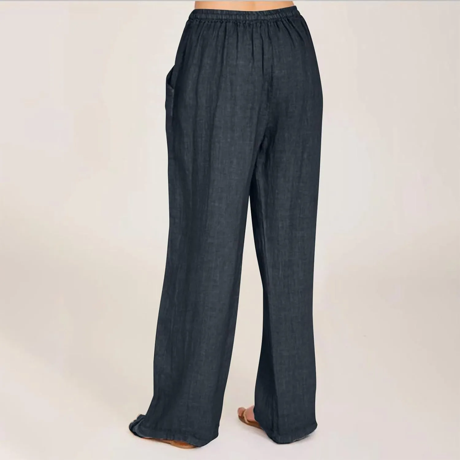 Summer Linen Pants for Women Trendy 2025 High Waisted Drawstring Lounge Trousers Flowy Boho Beach Pant Vacation Outfits