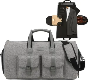Sunborls Garment Bag for Travel  2 in 1 Convertible Duffle Carry On Garment Bag, Suit Travel Bag for Men & Women, Ideal for Business, Interviews, Shows, Cruises & Formal Events Gray