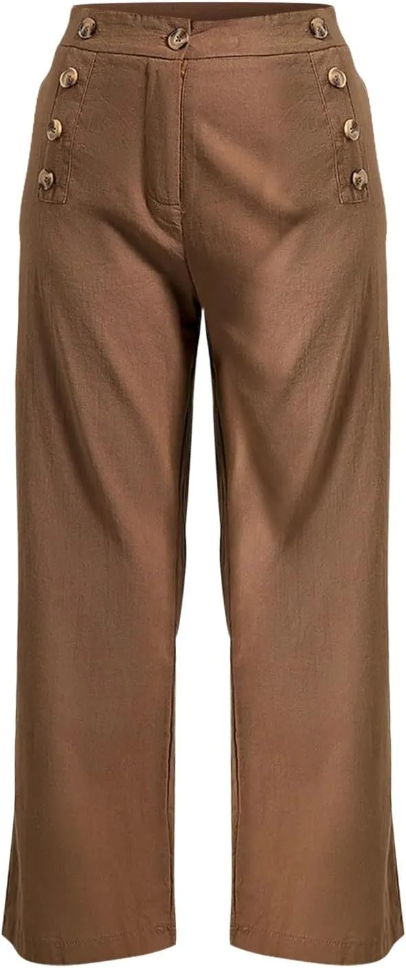 Sweats for Women Long Drawstring Casual Linen Elastic Women Leg Solid Cotton Pants Sports Athletic Lounge Pants with