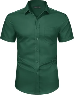 TACVASEN Men's Dress Shirts Button Up Short Sleeve with Chest Pocket Cotton Shirt for Summer Casual Regular Fit
