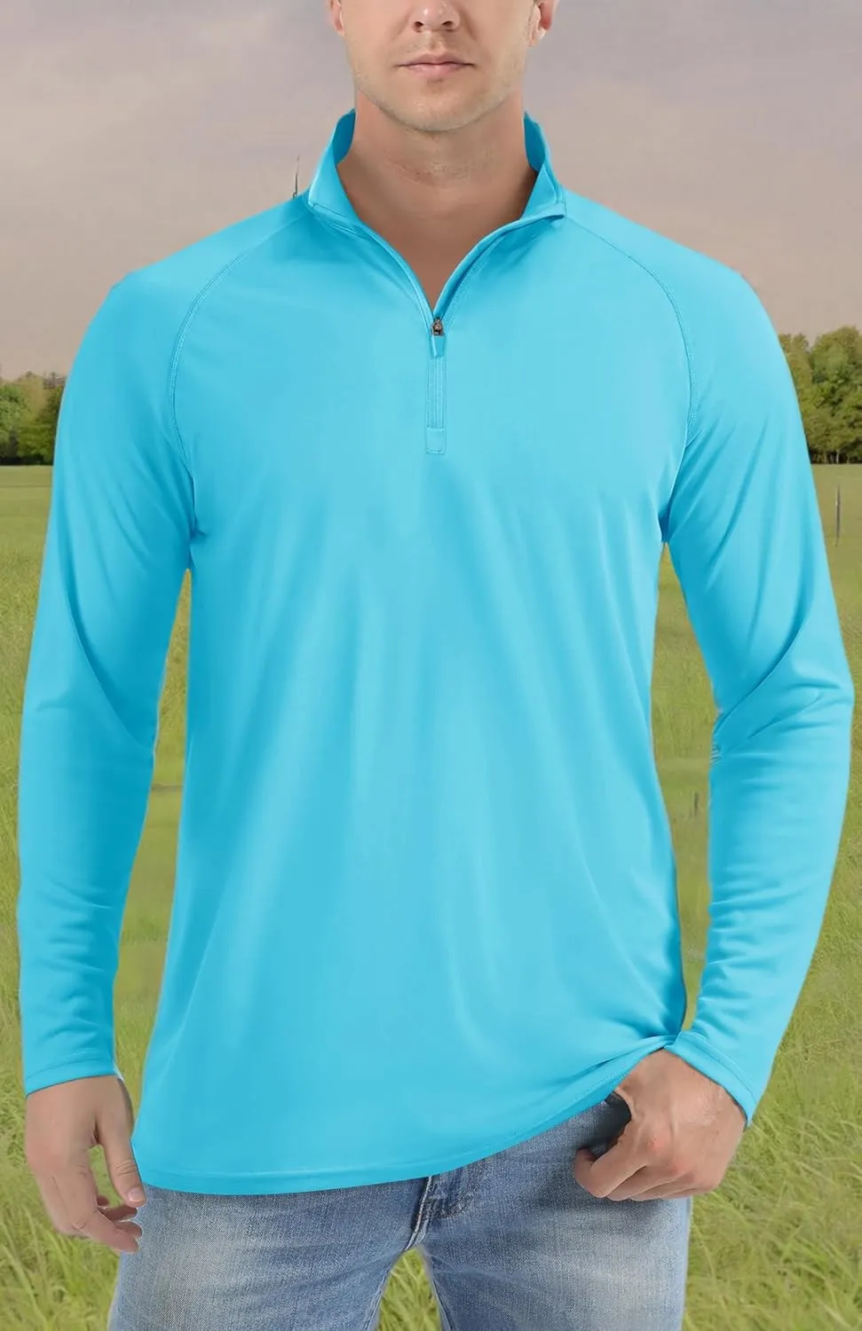 TACVASEN Men's Long Sleeve Athletic Shirts 1/4 Pullover Zip Sun Protection Rash Guard UPF 50  Outdoor Running T-Shirts