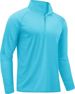 TACVASEN Men's Long Sleeve Athletic Shirts 1/4 Pullover Zip Sun Protection Rash Guard UPF 50  Outdoor Running T-Shirts