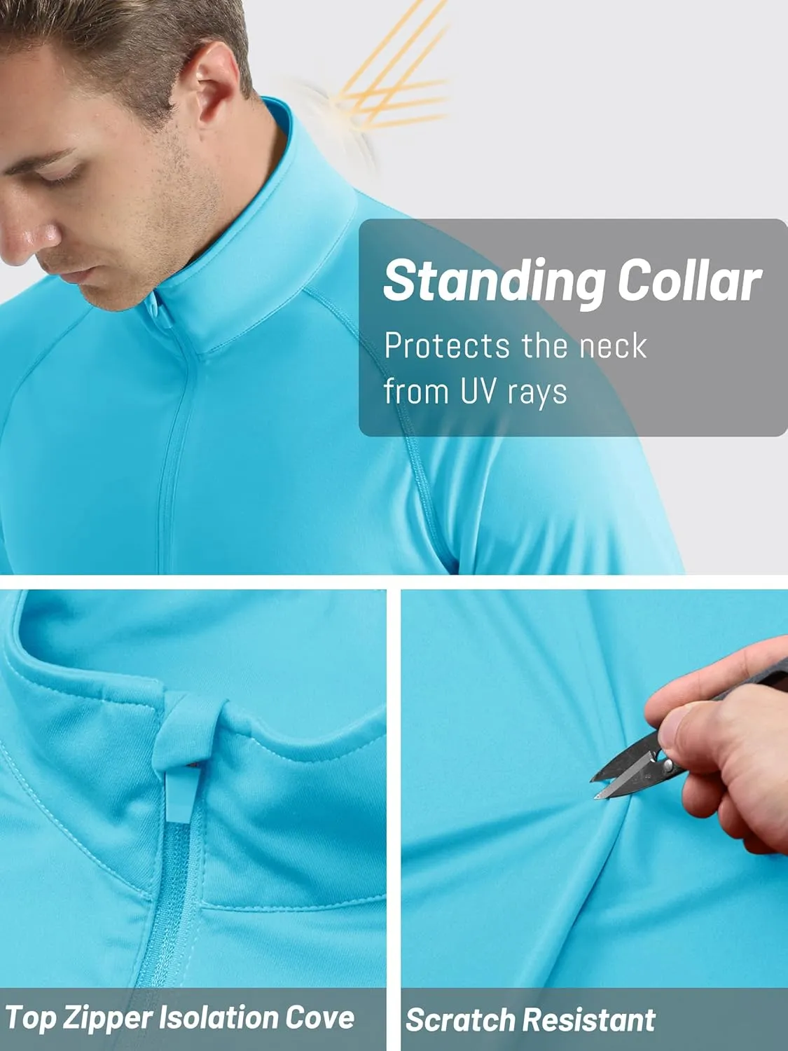 TACVASEN Men's Long Sleeve Athletic Shirts 1/4 Pullover Zip Sun Protection Rash Guard UPF 50  Outdoor Running T-Shirts