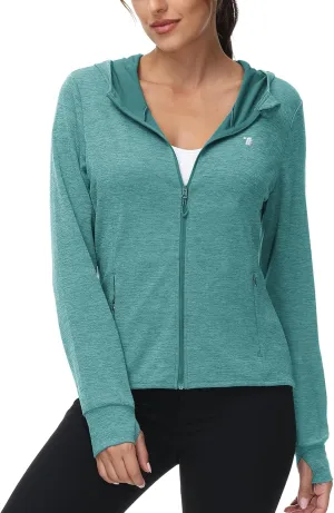 TBMPOY Womens UPF 50  Sun Protection Hoodie Jackets Light Weight Long Sleeve Shirts Hiking Outdoor Full Zip Tops
