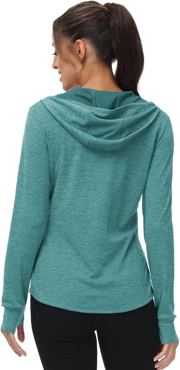 TBMPOY Womens UPF 50  Sun Protection Hoodie Jackets Light Weight Long Sleeve Shirts Hiking Outdoor Full Zip Tops
