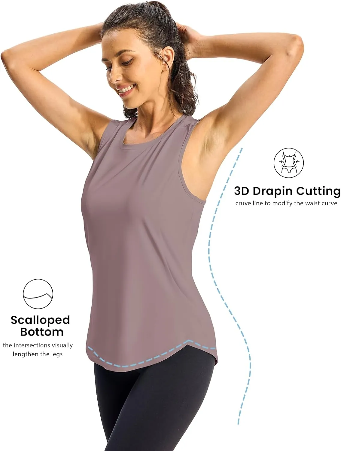 TBMPOY Women's Workout Tank Tops High Crew Neck Racerback Lightweight Muscle Dry Fit Tennis Sleeveless Athletic Running Yoga