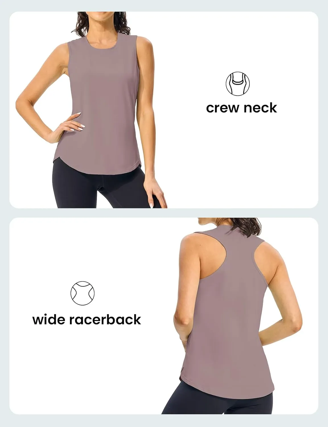 TBMPOY Women's Workout Tank Tops High Crew Neck Racerback Lightweight Muscle Dry Fit Tennis Sleeveless Athletic Running Yoga