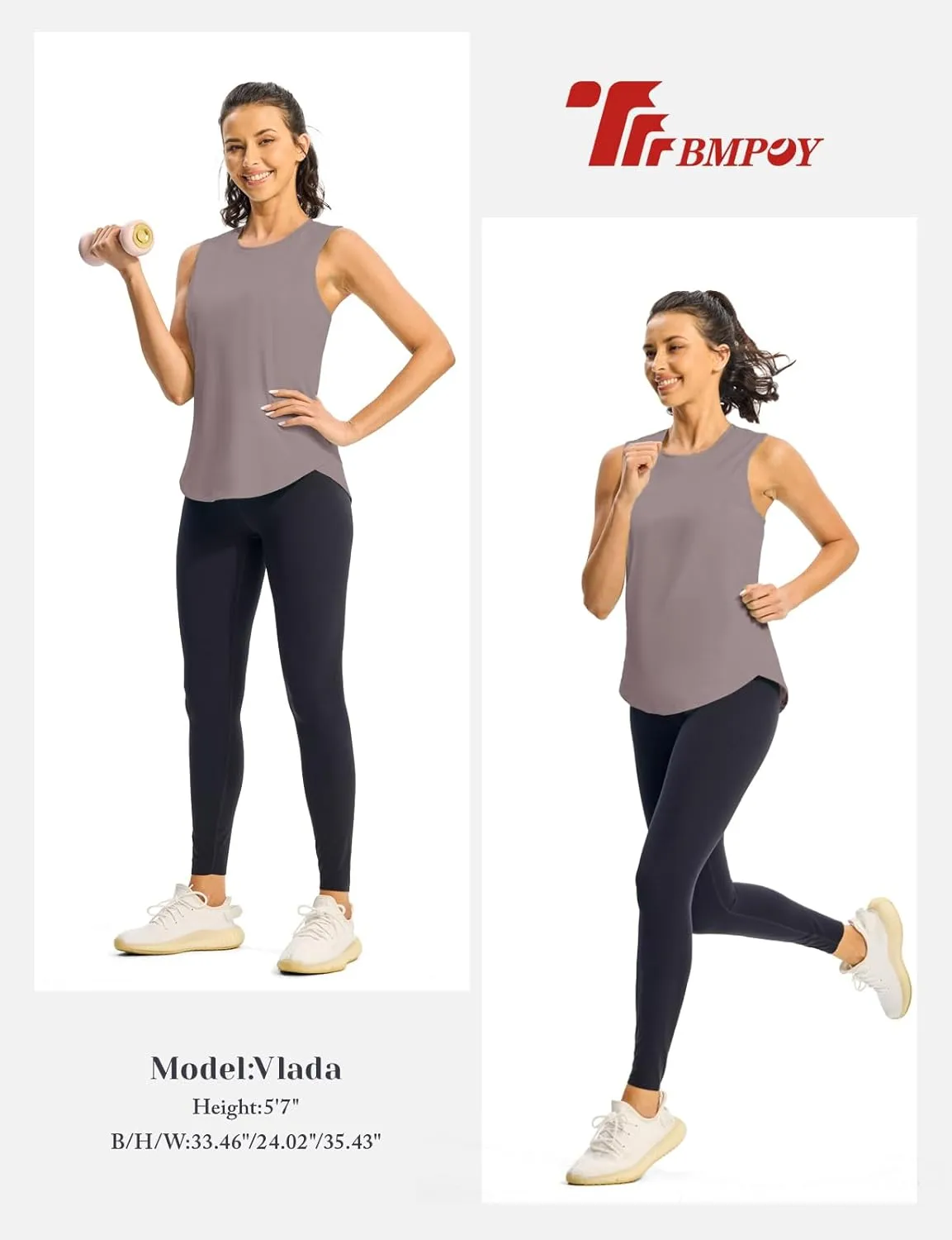 TBMPOY Women's Workout Tank Tops High Crew Neck Racerback Lightweight Muscle Dry Fit Tennis Sleeveless Athletic Running Yoga