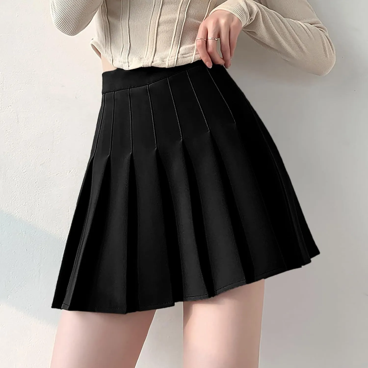 Teen Girls Pleated Skirts Spring Preppy A-Line Skirt with Pockets Trendy Elastic High Waisted Athletic Skorts with Shorts