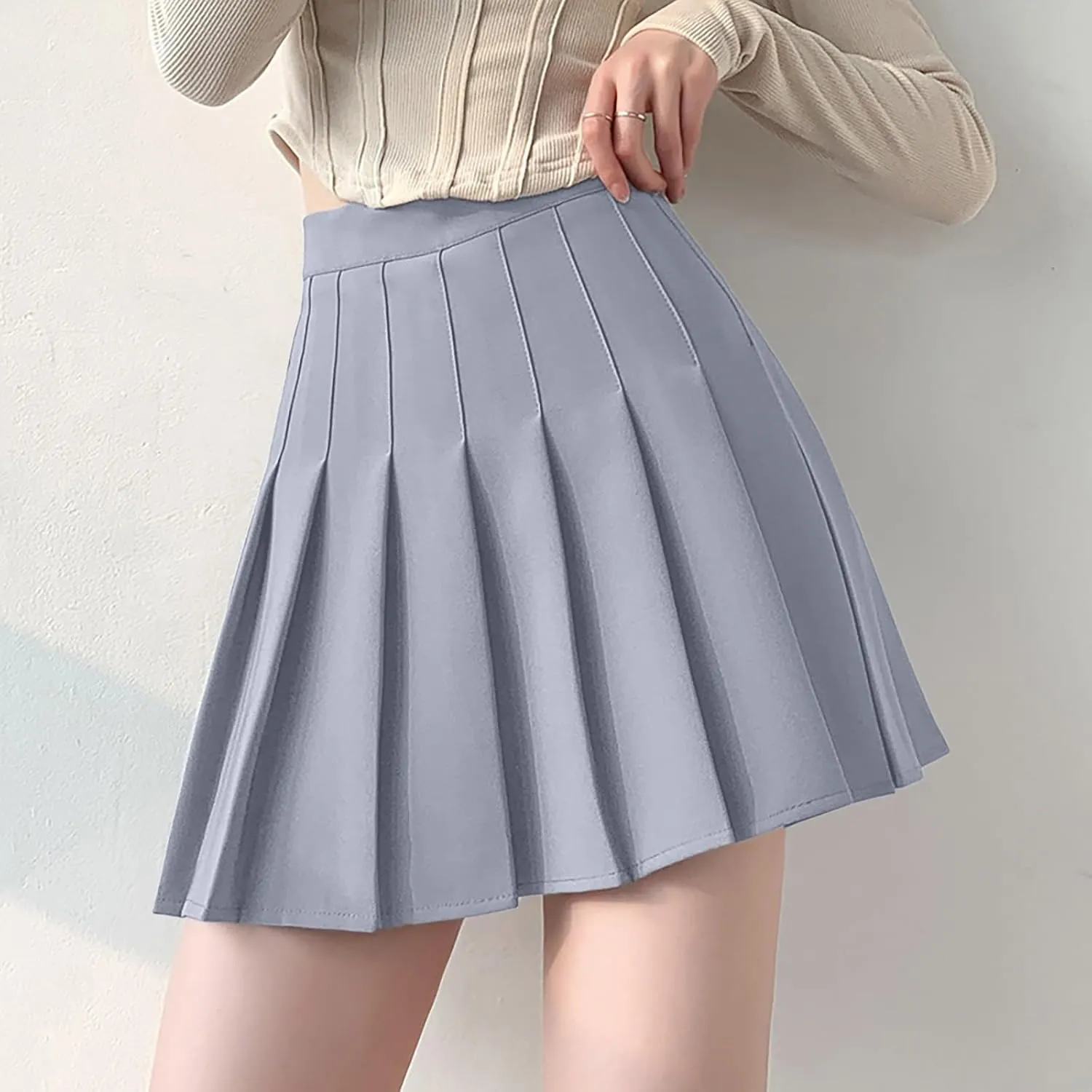 Teen Girls Pleated Skirts Spring Preppy A-Line Skirt with Pockets Trendy Elastic High Waisted Athletic Skorts with Shorts