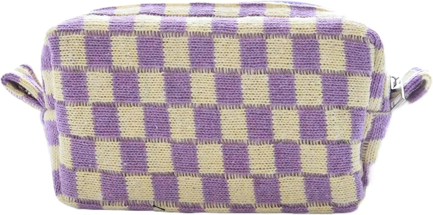 Teen Girls Trendy Stuff Make Up Bag Preppy Stuff Makeup Bags Aesthetic Stuff for Teen Girls Checkered Makeup Bag Cute Stuff for Teen Girls