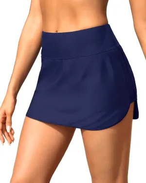 Tempt Me Women Swim Skirt with Zipper Pockets High Waisted Bathing Suit Skirt Athletic Bikini Skirt Bottoms with Panty