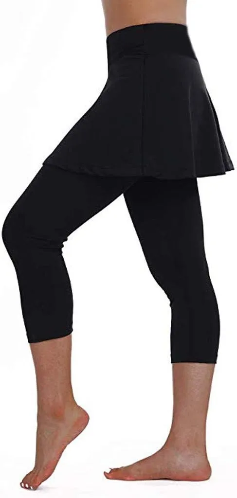 Tennis Skirted Leggings with Pockets for Women Active Skort Athletic Ruffle Pleated Golf Skapri with Skirt 2025