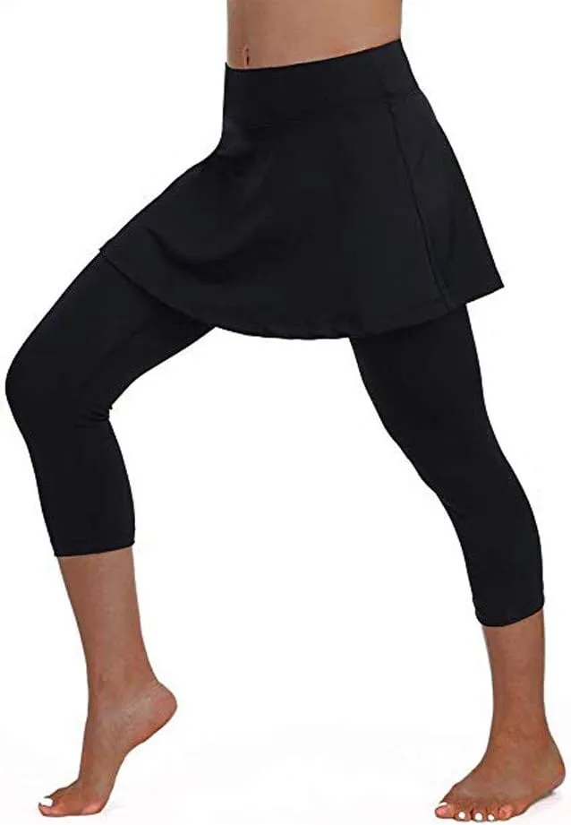 Tennis Skirted Leggings with Pockets for Women Active Skort Athletic Ruffle Pleated Golf Skapri with Skirt 2025