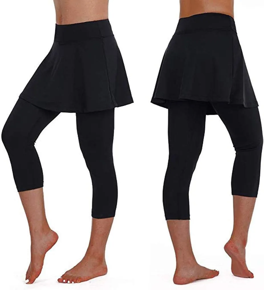 Tennis Skirted Leggings with Pockets for Women Active Skort Athletic Ruffle Pleated Golf Skapri with Skirt 2025