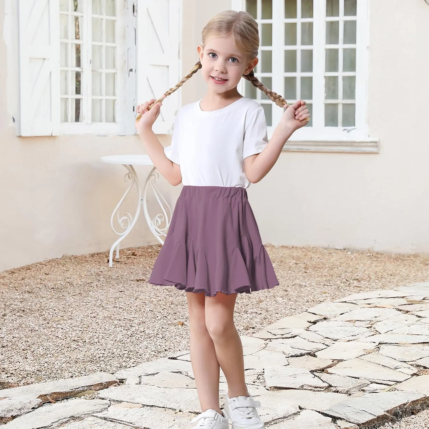 Toddler Baby Girls Skirts Skorts Elastic Little Girls Pleated Skirts Casual Flowy Ruffles Flared for Toddler