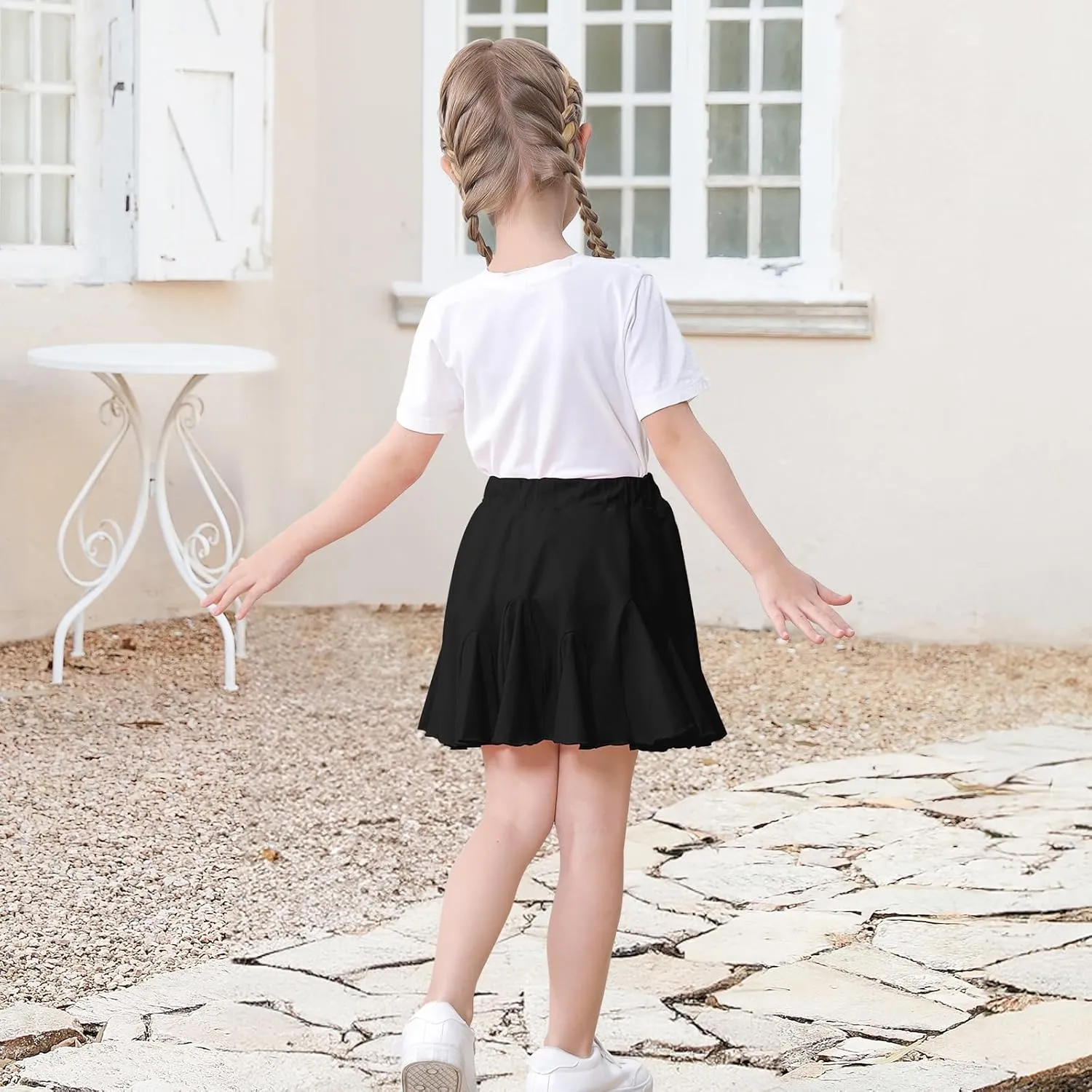 Toddler Baby Girls Skirts Skorts Elastic Little Girls Pleated Skirts Casual Flowy Ruffles Flared for Toddler