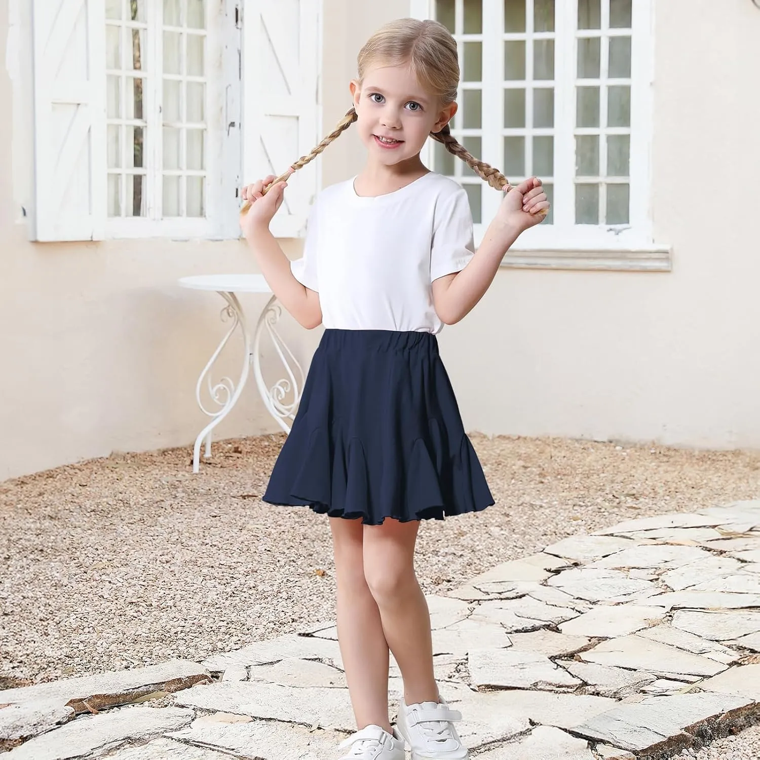 Toddler Baby Girls Skirts Skorts Elastic Little Girls Pleated Skirts Casual Flowy Ruffles Flared for Toddler