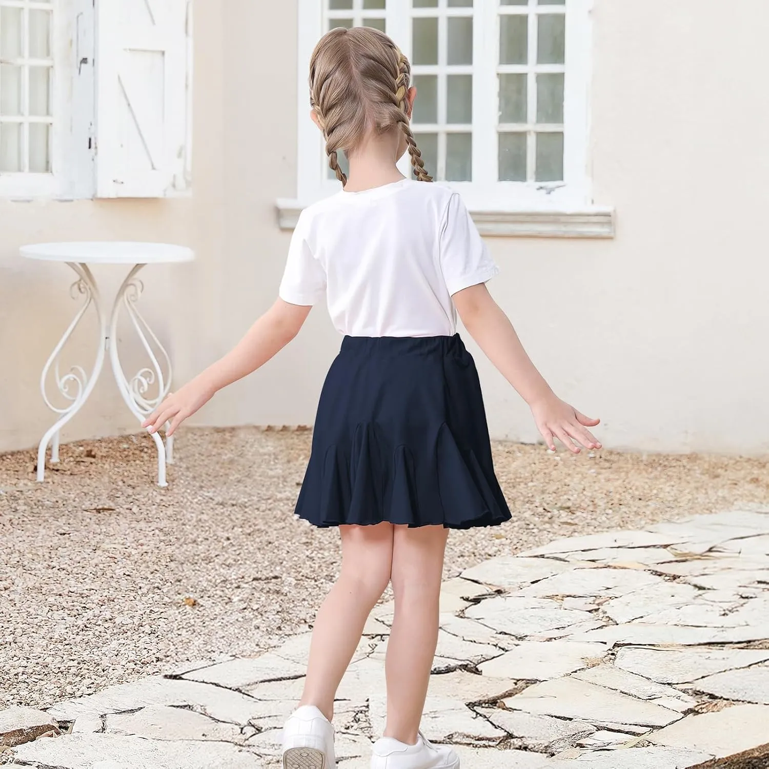 Toddler Baby Girls Skirts Skorts Elastic Little Girls Pleated Skirts Casual Flowy Ruffles Flared for Toddler
