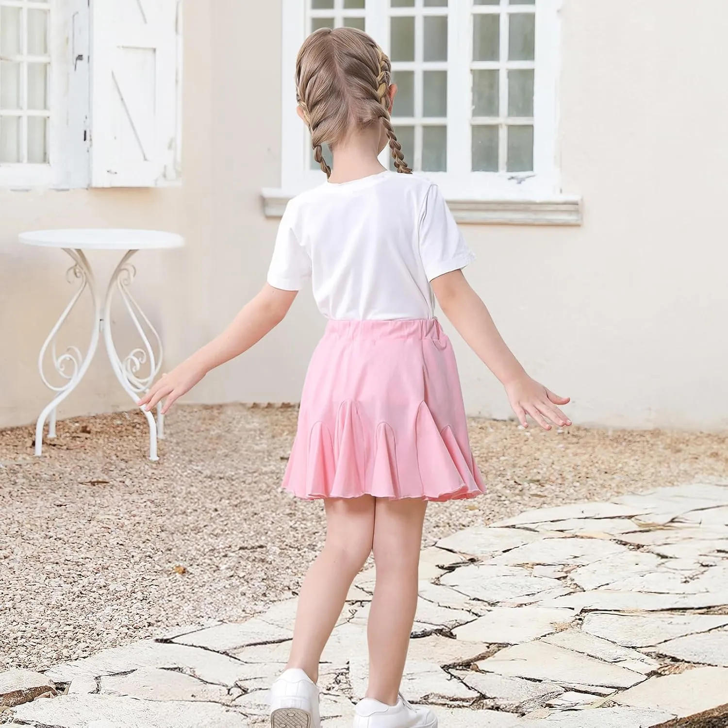 Toddler Baby Girls Skirts Skorts Elastic Little Girls Pleated Skirts Casual Flowy Ruffles Flared for Toddler