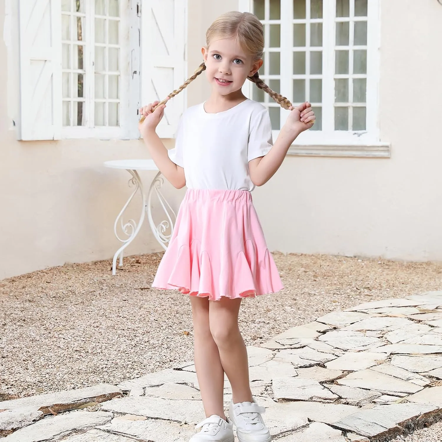 Toddler Baby Girls Skirts Skorts Elastic Little Girls Pleated Skirts Casual Flowy Ruffles Flared for Toddler