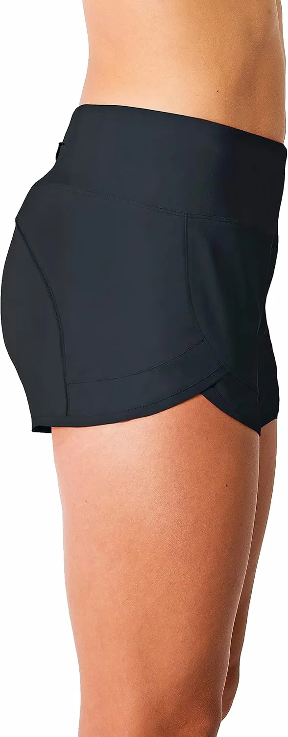 Tough Mode Womens 3" Lightweight Running WOD Volleyball Shorts Workout Mesh Liner Zip Pocket