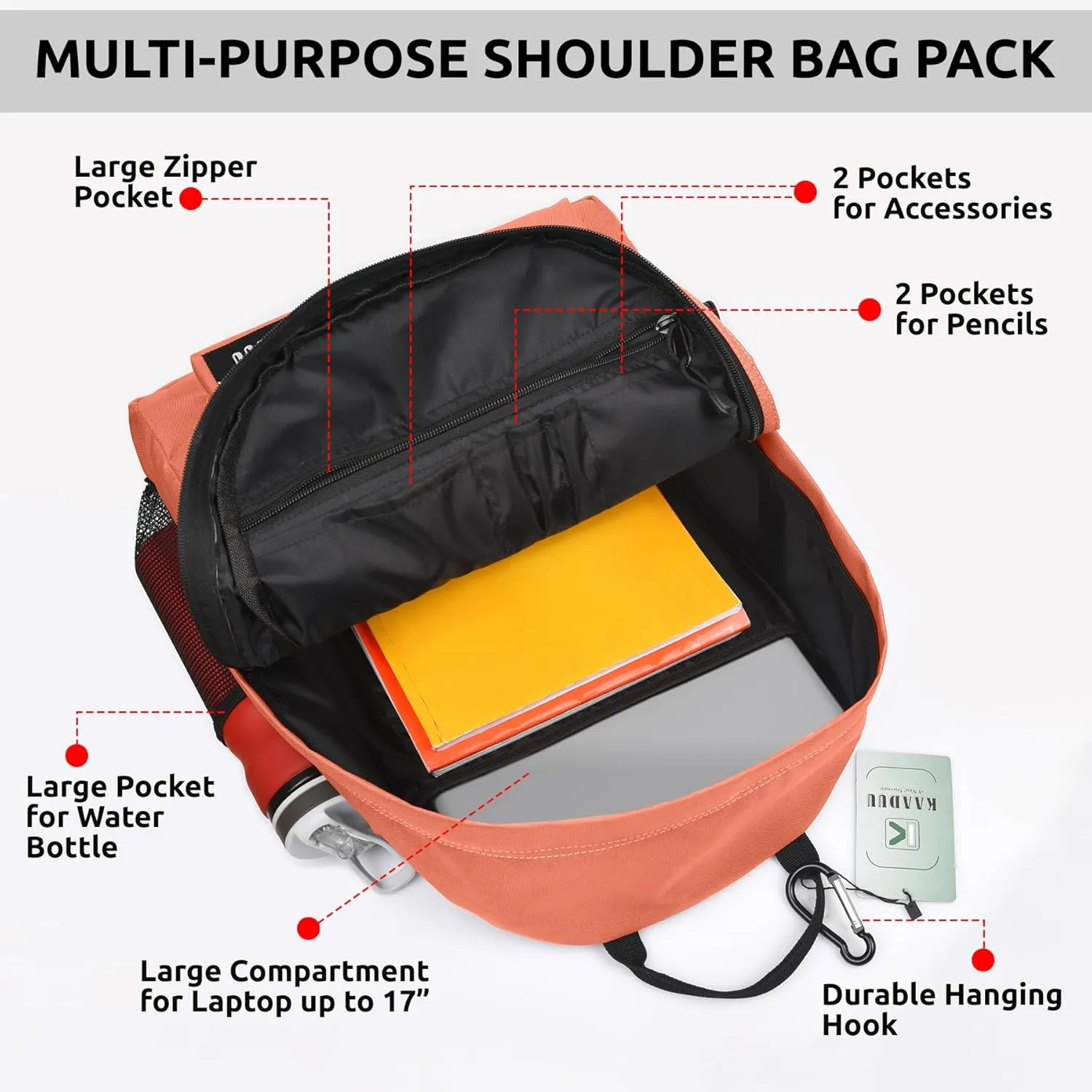 TRAVEL BACKPACK LIGHTWEIGHT CASUAL DAYPACK GYM BACKPACK LAPTOP BACKPACK SPORT BACKPACK RUCKSACK CAMPING BACKPACK 16.5 (Boxter Red)