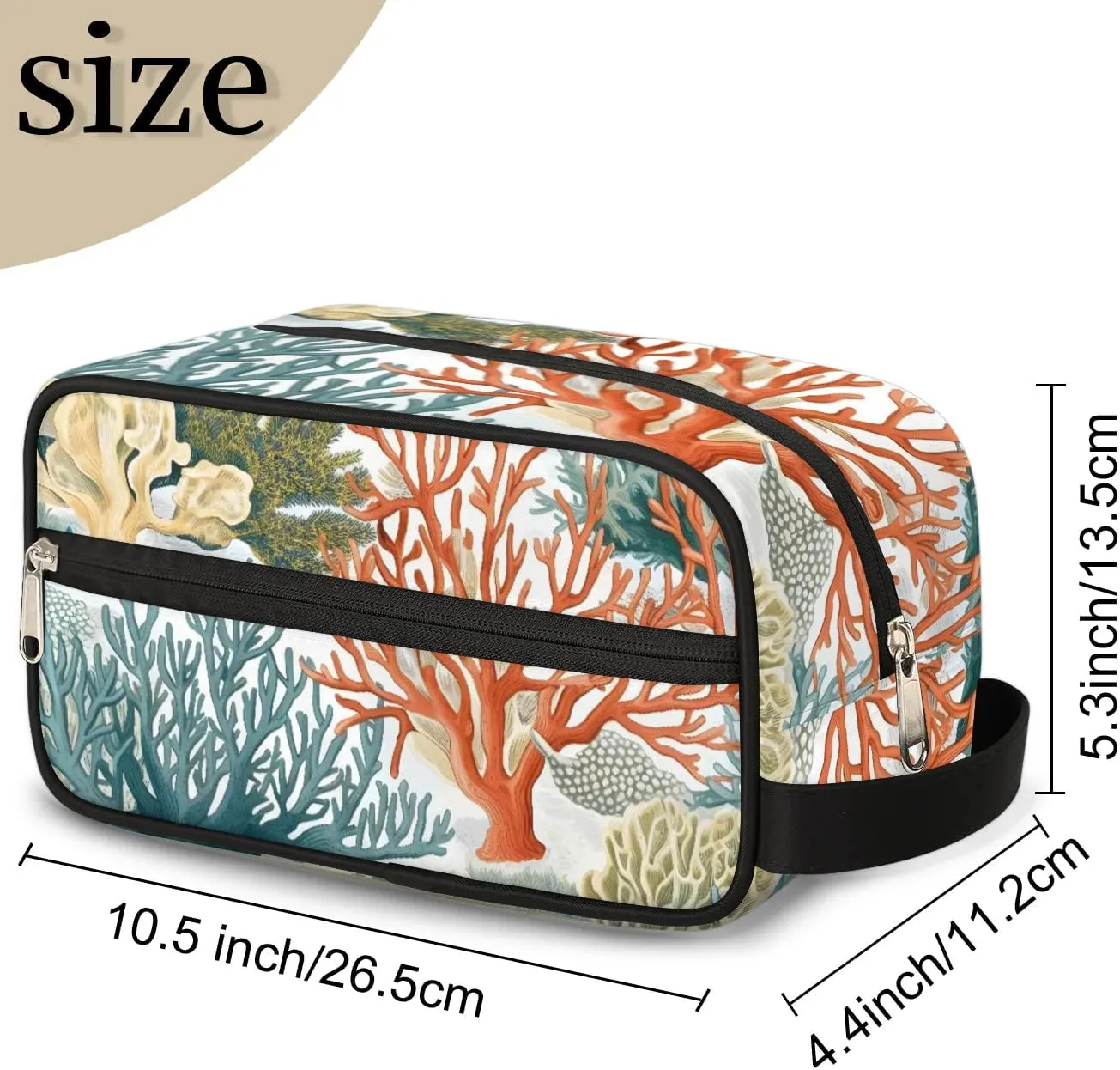 Travel Toiletry Bag for Women Men Coastal Coral Hanging Cosmetic Bag Waterproof Makeup Bag for Shaving Makeup Toothbrush & Travel Essentials