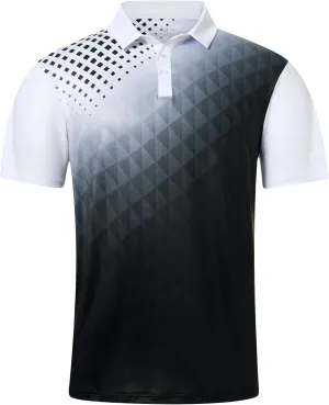 uideazone Mens Golf Shirt Dry Fit Athletic Polo Shirts Moisture Wicking Performance 3D Print Short Sleeve