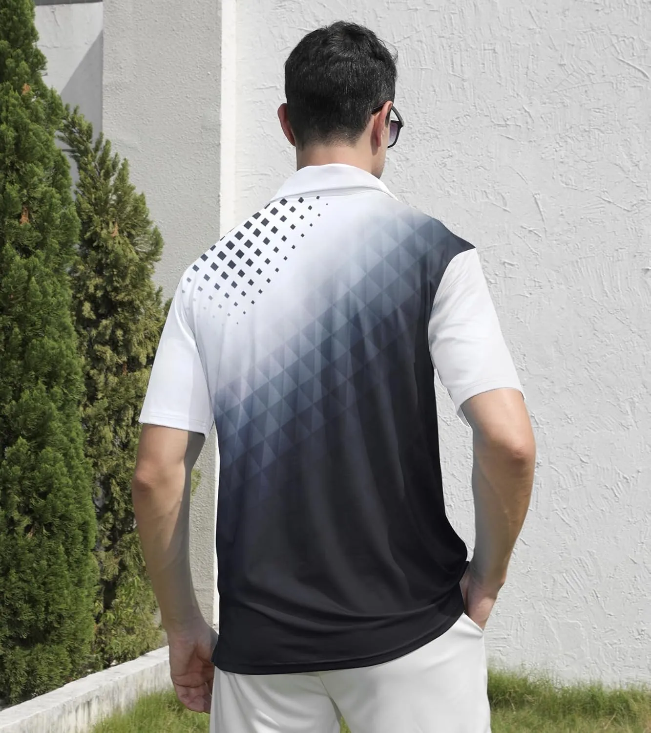 uideazone Mens Golf Shirt Dry Fit Athletic Polo Shirts Moisture Wicking Performance 3D Print Short Sleeve